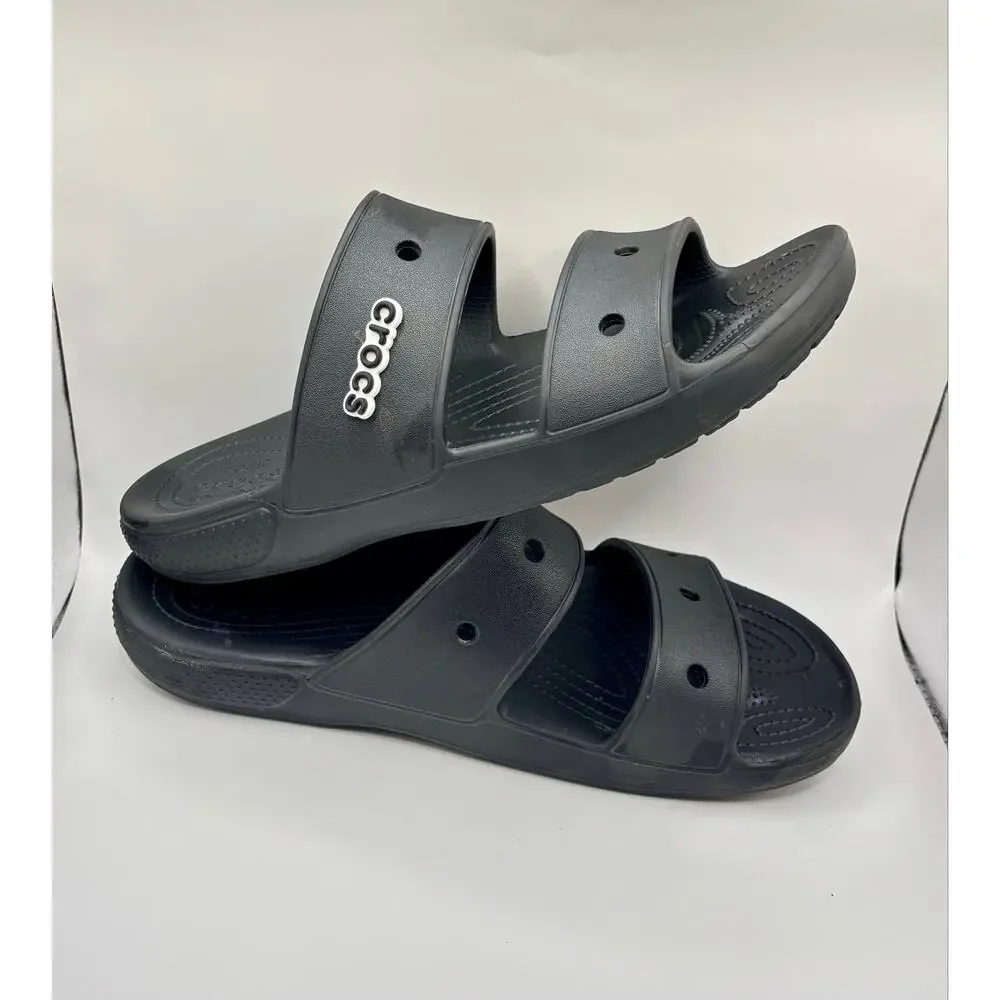 Crocs Men sz 12 women 14 Unisex black slippers comfortable recovery sandals